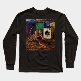 watercolor locust with lions head eating carrots Long Sleeve T-Shirt